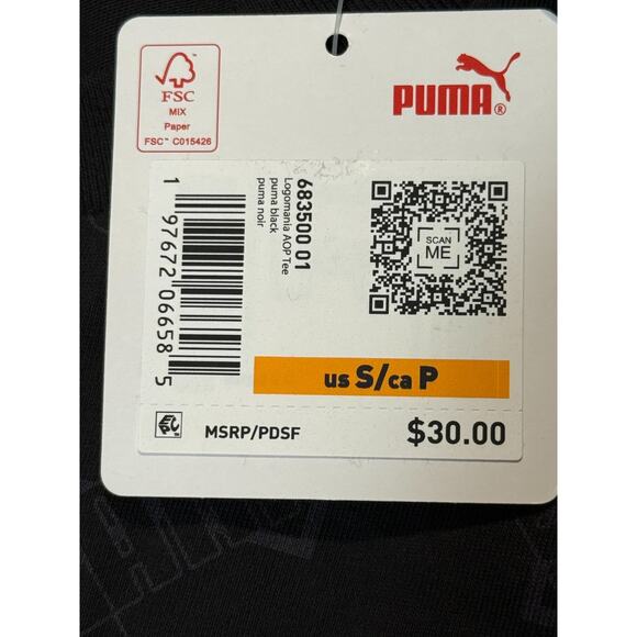 Puma Men's Size Small Black Short‎ Sleeve 100% Cotton Graphic T-Shirt - Picture 4 of 8